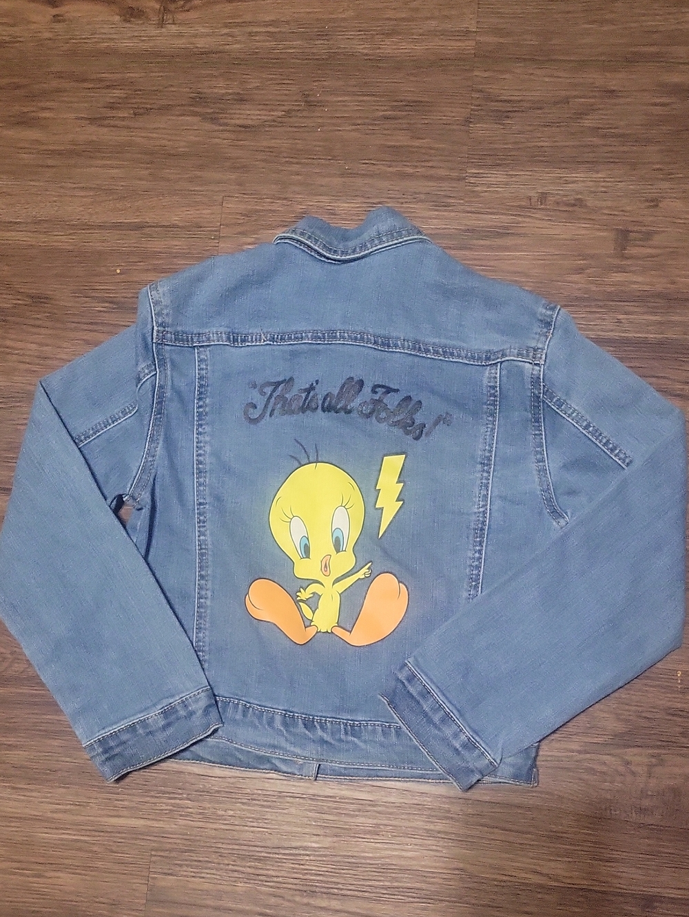 Warner Bros. Light Blue Denim Jacket with Tweety Graphic